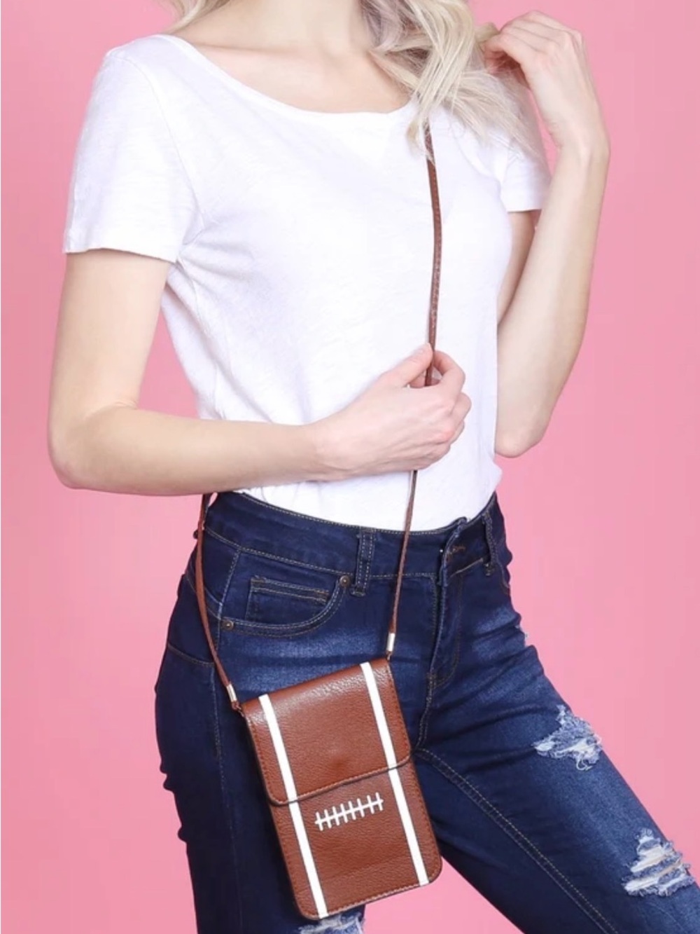 football-themed cellphone crossbody pouch bag